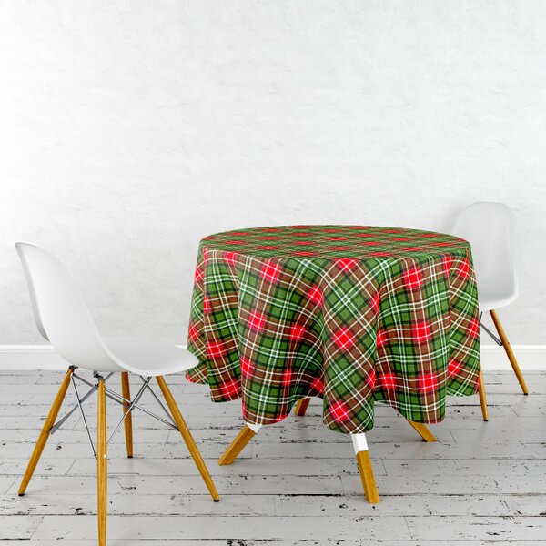 Ervi Teflónový obrus na stôl okrúhly Royal Lux - Vianočný tartan