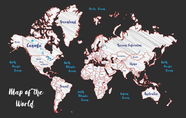 Obraz na korku jedinečná mapa sveta