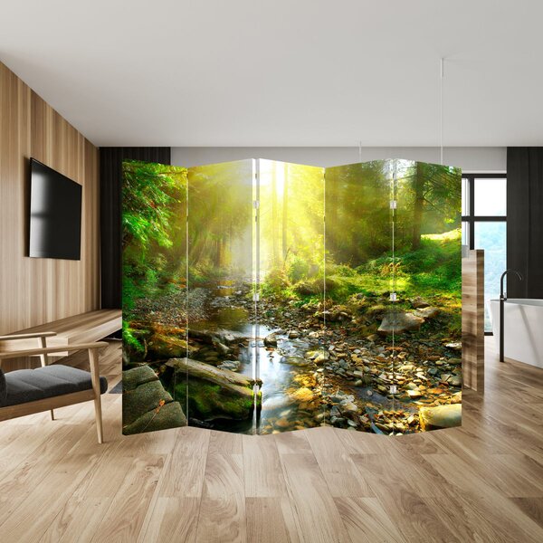 Paraván - Rieka v zelenom lese (210x170 cm)