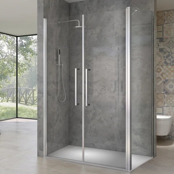 HANY ROCKY 80x80 Číre Sprchovací kút štvorcový s mramorovou vaničkou