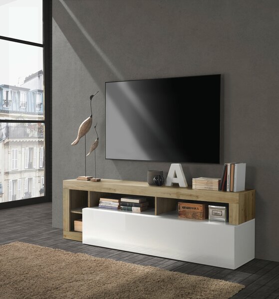 SKRINKA POD TV, farba duba, biela s vysokým leskom, 184/58/42 cm Carryhome - Online Only drobný nábytok, Online Only
