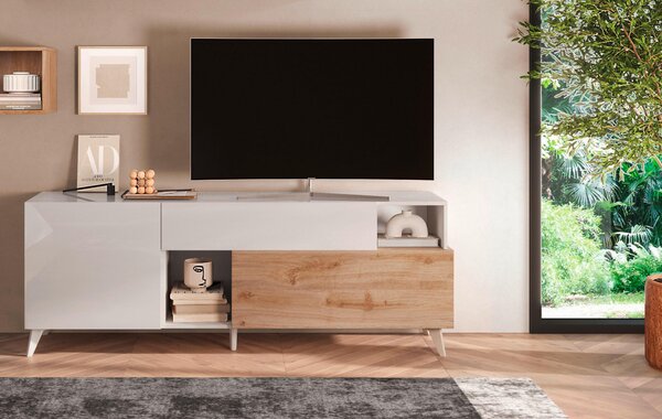SKRINKA POD TV, farba duba, biela s vysokým leskom, 181/67/42 cm Carryhome - Online Only drobný nábytok, Online Only