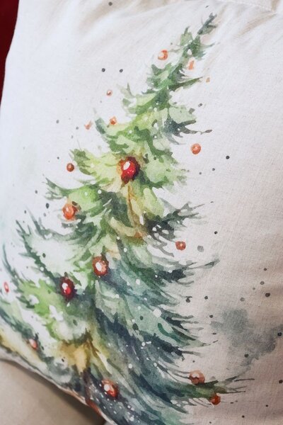 Červená bavlnená obliečka na vankúš s chalúpkami a strapcami - 50*35 cm - Chic Antique