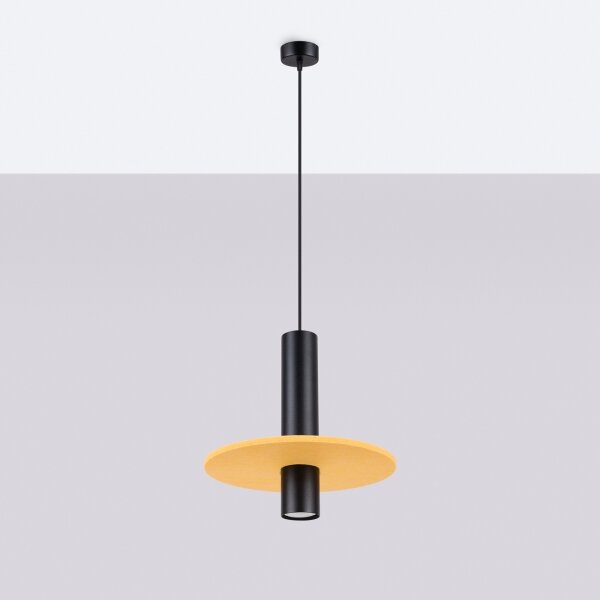 Sollux SL.1883 - Luster na lanku PELTA 1xGU10/10W/230V čierna/žltá
