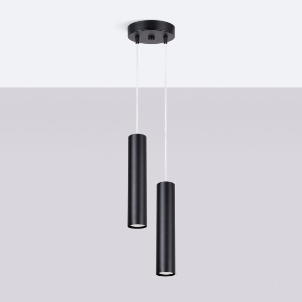 Sollux SL.1869 - Závesný luster na lanku LAGOS 2xGU10/10W/230V čierny