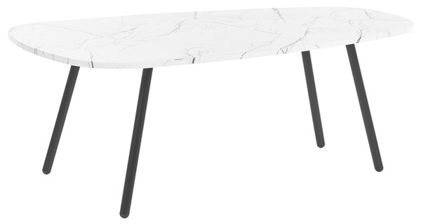 Konferenčný stolík biely s čiernym MDF povrchom 110 x 60 cm Kovové nohy Moderná obývačka