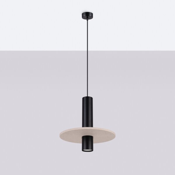 Sollux SL.1882 - Závesný luster PELTA na lane 1xGU10/10W/230V čierna/krémová