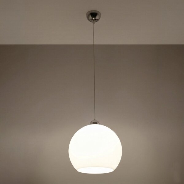 Sollux SL.0256 - Luster na lanku BALL 1xE27/15W/230V pr. 30 cm biela/lesklý chróm