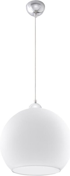 Sollux SL.0256 - Luster na lanku BALL 1xE27/15W/230V pr. 30 cm biela/lesklý chróm