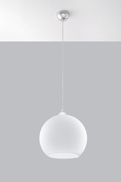 Sollux SL.0256 - Luster na lanku BALL 1xE27/15W/230V pr. 30 cm biela/lesklý chróm