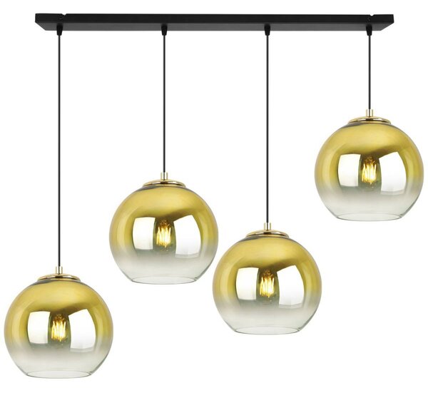 Závesné svietidlo Bergen Gold, 4x zlaté/transparentné sklenené tienidlo (fi 20cm)