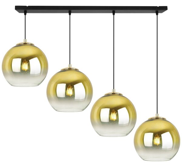 Závesné svietidlo Bergen Gold, 4x zlaté/transparentné sklenené tienidlo (fi 20cm)