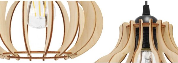 Závesné svietidlo Timber 3, 2x drevené tienidlo