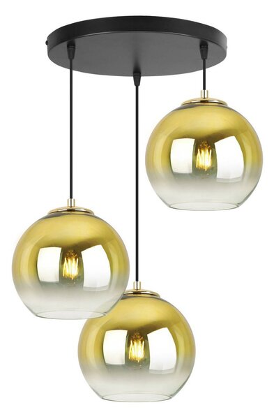 Závesné svietidlo Bergen Gold, 3x zlaté/transparentné sklenené tienidlo (fi 20cm), o