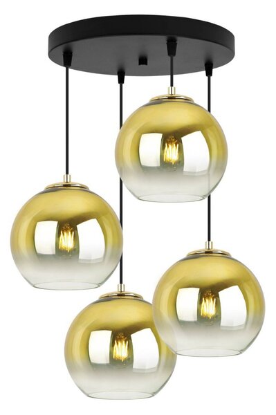 Závesné svietidlo Bergen Gold, 4x zlaté/transparentné sklenené tienidlo (fi 20cm), o