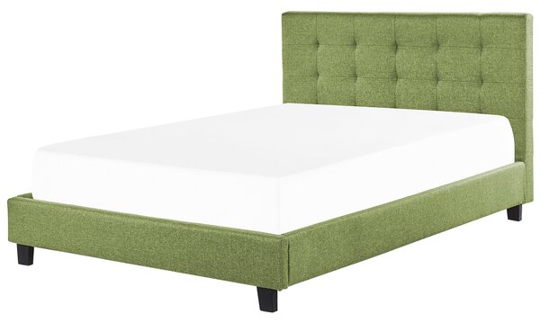 Posteľ zelená látkové čalúnenie 180 x 200 cm vysoké prešívané čelo moderný štýl spálňa