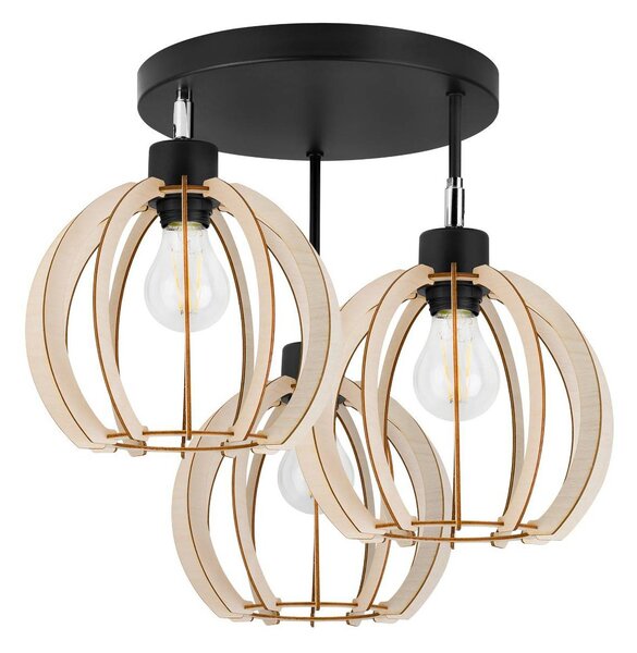 Stropné svietidlo Timber 9, 3x drevené tienidlo, orp