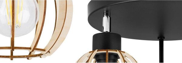 Stropné svietidlo Timber 8, 3x drevené tienidlo, orp