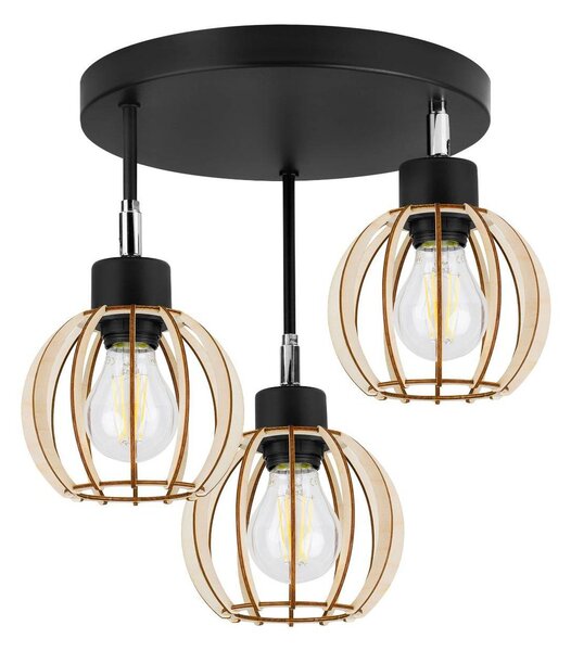 Stropné svietidlo Timber 8, 3x drevené tienidlo, orp