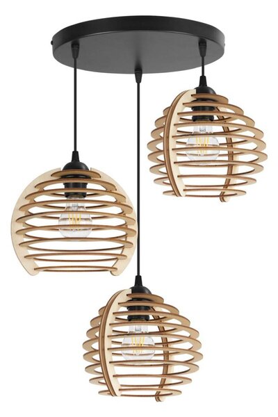 Závesné svietidlo Timber, 3x drevené tienidlo, o, n