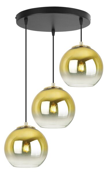 Závesné svietidlo Bergen Gold, 3x zlaté/transparentné sklenené tienidlo (fi 15cm), o