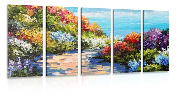 5-dielny obraz kvetinové more
