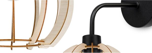 Nástenné svietidlo Timber 9, 1x drevené tienidlo