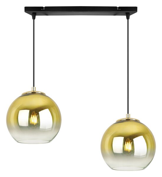 Závesné svietidlo Bergen Gold, 2x zlaté/transparentné sklenené tienidlo (fi 15cm)