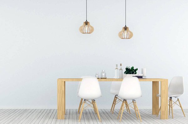 Závesné svietidlo Timber 3, 1x drevené tienidlo, m