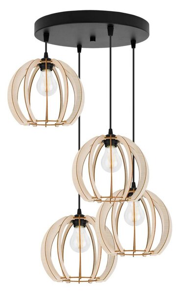 Závesné svietidlo Timber 9, 4x drevené tienidlo, o