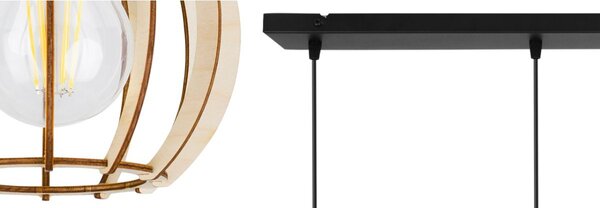 Závesné svietidlo Timber 8, 4x drevené tienidlo