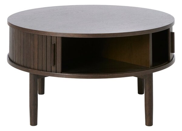 Okrúhly konferenčný stolík v dekore duba v tmavo prírodnej farbe ø 85 cm Meta – Unique Furniture
