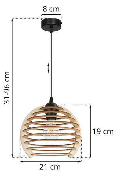 Závesné svietidlo Timber, 1x drevené tienidlo, n