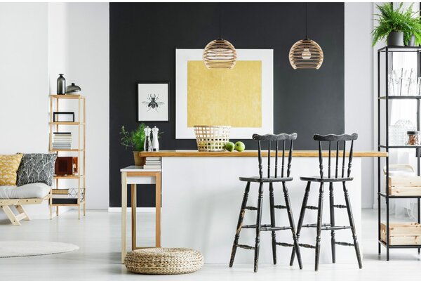 Závesné svietidlo Timber, 1x drevené tienidlo, n