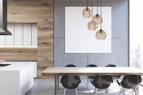 Závesné svietidlo Timber, 4x drevené tienidlo, o, n