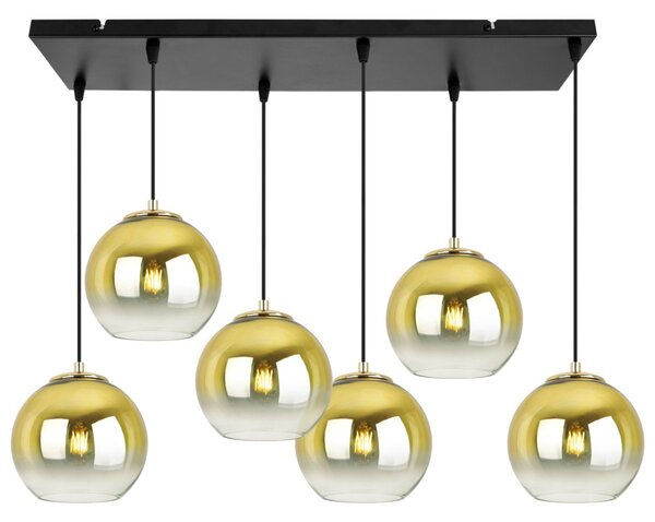 Závesné svietidlo Bergen Gold, 6x zlaté/transparentné sklenené tienidlo (fi 15cm)