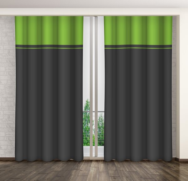 Sivo zelený dekoračný záves do obývačky Zelená