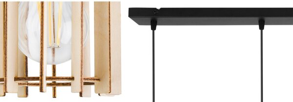 Závesné svietidlo Timber 7, 4x drevené tienidlo