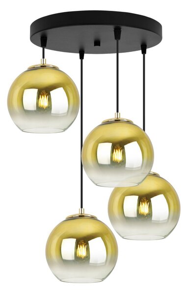 Závesné svietidlo Bergen Gold, 4x zlaté/transparentné sklenené tienidlo (fi 15cm), o