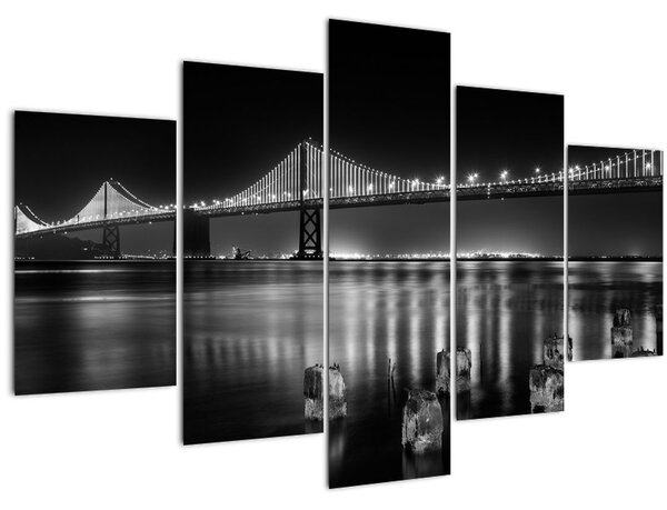 Obraz - Čiernobiely most (150x105 cm)