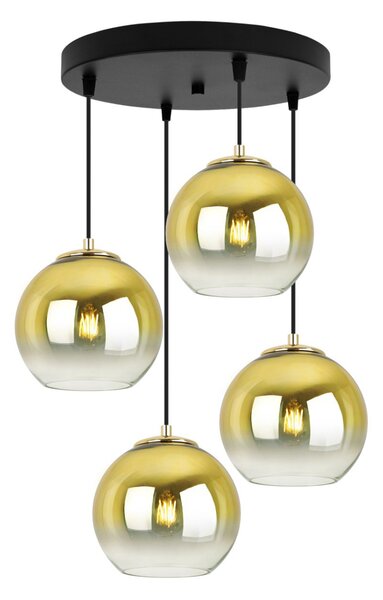 Závesné svietidlo Bergen Gold, 4x zlaté/transparentné sklenené tienidlo (fi 15cm), o