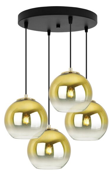 Závesné svietidlo Bergen Gold, 4x zlaté/transparentné sklenené tienidlo (fi 15cm), o