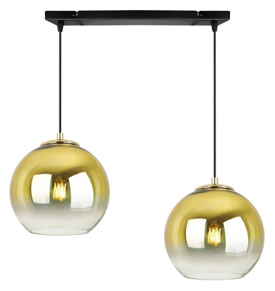 Závesné svietidlo Bergen Gold, 2x zlaté/transparentné sklenené tienidlo (fi 20cm)