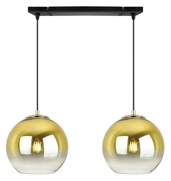 Závesné svietidlo Bergen Gold, 2x zlaté/transparentné sklenené tienidlo (fi 20cm)