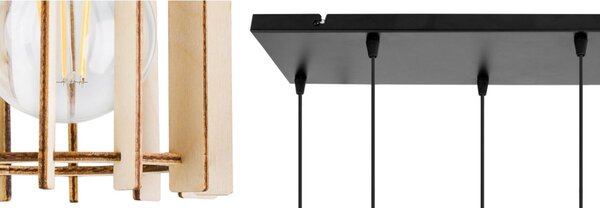 Závesné svietidlo Timber 7, 6x drevené tienidlo