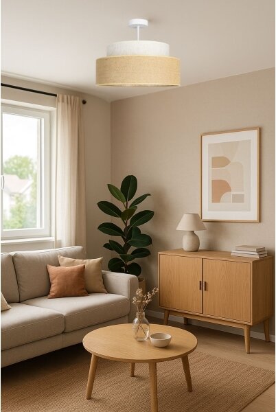 Prisadený luster BOHO 1xE27/60W/230V pr. 40 cm krémová/béžová