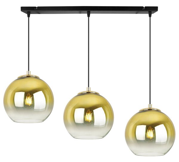 Závesné svietidlo Bergen Gold, 3x zlaté/transparentné sklenené tienidlo (fi 15cm)