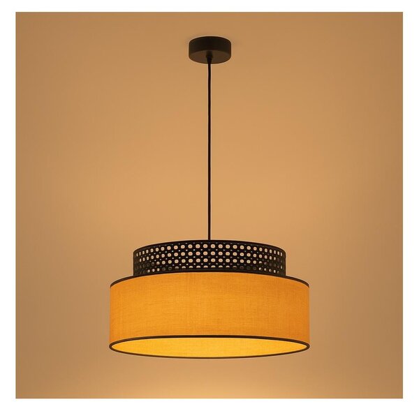 Luster na lanku BOHO 1xE27/60W/230V pr. 40 cm čierna/ratan