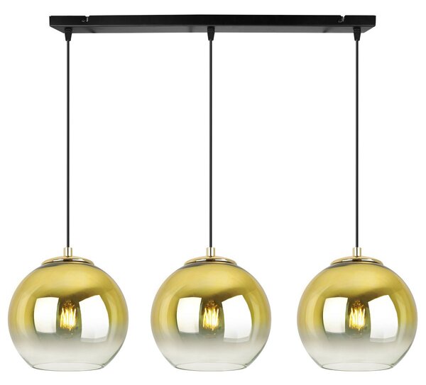 Závesné svietidlo Bergen Gold, 3x zlaté/transparentné sklenené tienidlo (fi 15cm)