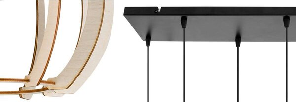 Závesné svietidlo Timber 9, 6x drevené tienidlo